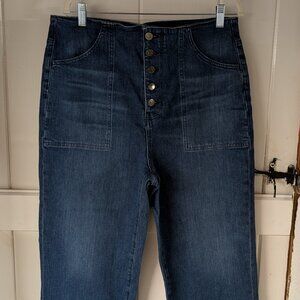 NWT Veronica Beard Crosbie High-Rise Wide Leg Crop Jeans 32/14